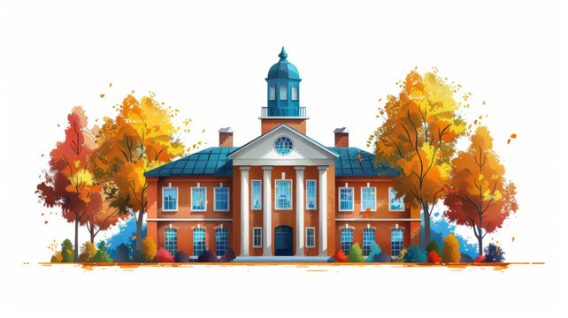 University, school. University vector flat illustration. Modern school.generative ai