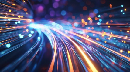 Obraz premium A colorful, abstract image of a light beam with a blue and orange hue