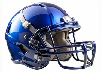 Fototapeta premium Modern blue football safety helmet with sleek design and advanced padding for maximum head protection, isolated on a transparent background in PNG format.