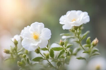 Rock rose flower bokeh background, AI Generated