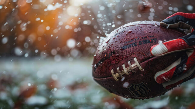 a caucasian nfl football player dropping the ball, daytime, stedium,generative ai