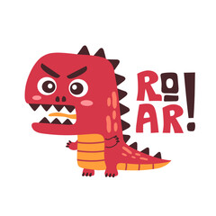 cute baby dinosaur when angry flat design. cartoon child illustration