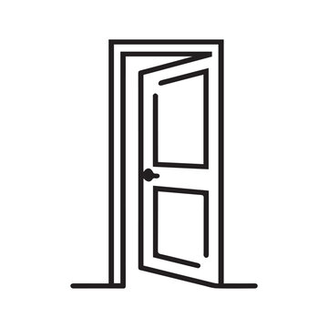 recommend clip art: Door icon black home open and lock outline enter design.