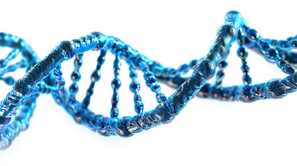 Blue DNA double helix on a white background