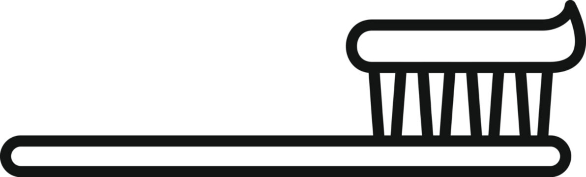 recommend clip art: Simple line drawing of a toothbrush with toothpaste, representing oral hygiene and dental care