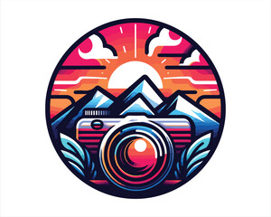 Fototapeta premium photography day color realistic vibe logo icon vector style with white background