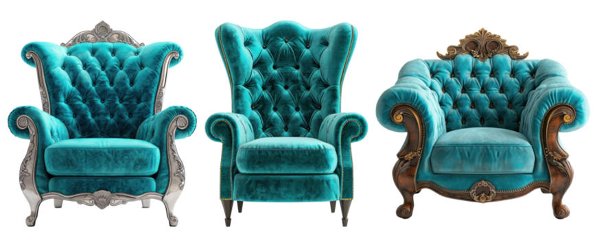 set of premium comfy lounge chair in turquoise color