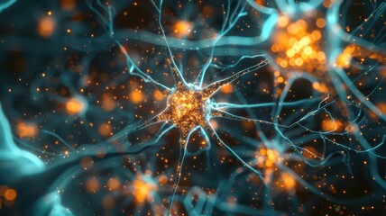 A close up of a brain with many neurons
