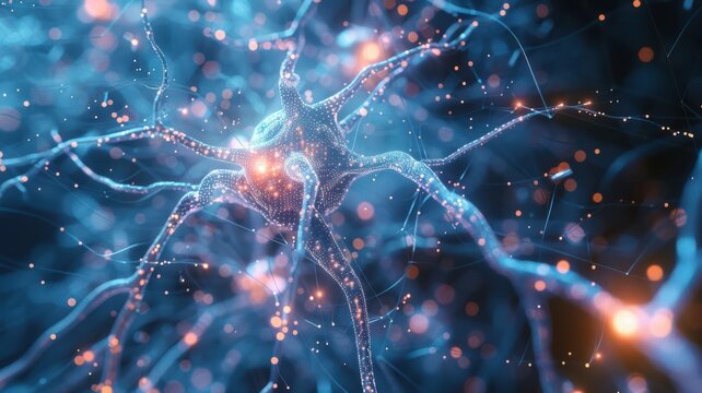 A close up of a brain with many neurons