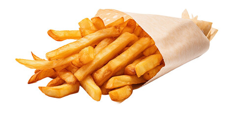French fries with ketchup wrapped up in paper