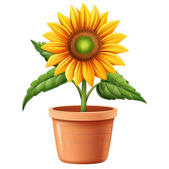Obraz premium Icon illustration of a sunflower plant in a clay