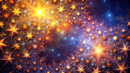 Obraz premium Fractal background with stars , fractal, stars, abstract, digital, design, space, futuristic, geometric, pattern, cosmic