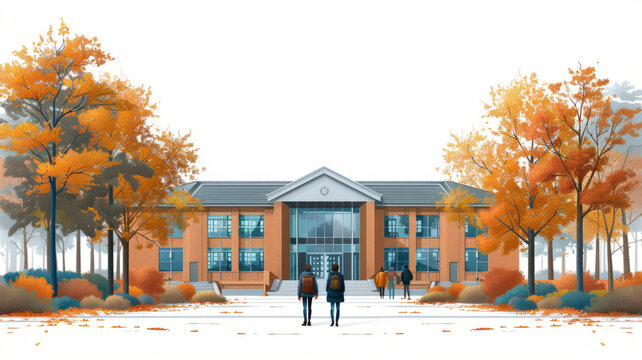 University, school. University vector flat illustration. Modern school.generative ai