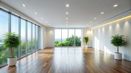 Modern bright interiors empty room with minimalist design ,  rendering,interior, empty, room, modern, bright, design