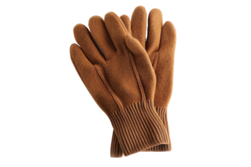 A Pair of Warm Brown Knit Gloves Ready for Winter's Chill