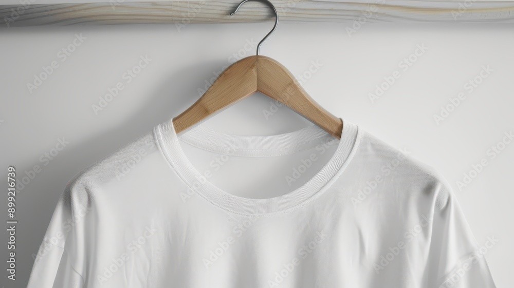 Sticker A white shirt hanging on a wooden hanger