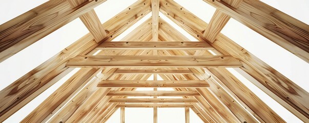 Wooden structure framework isolated on white background Generative Ai