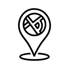 Vector black line icon for Physical location