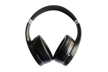 A Pair of Black Headphones Resting on a White Background