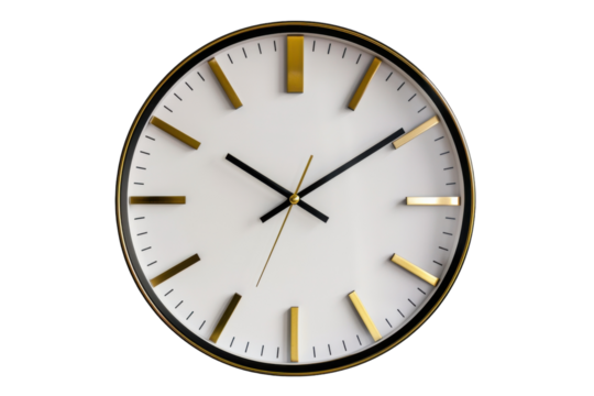 A Modern Wall Clock With Gold Accents Ticking Away Time
