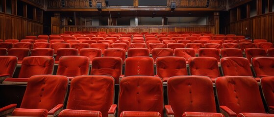 Fototapeta premium Theatre auditorium furniture indoors, AI generative.