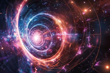 Obraz premium Abstract Cosmic Portal with Glowing Lights and Lines