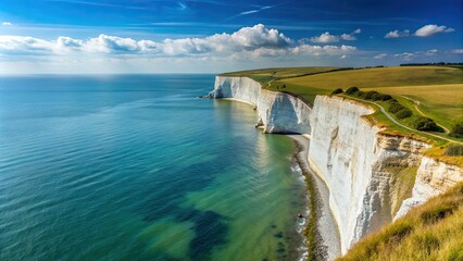 A stunning white chalk headland overlooking the English Channel, Beachy Head, cliffs, coastline, Eastbourne