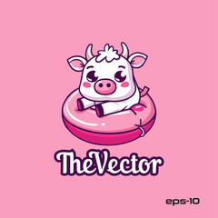 Cute Cow is chilling logo, vector, mascot, character, cartoon, illustration