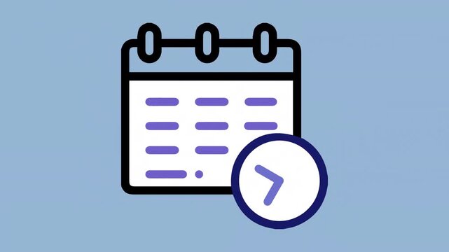 Project deadline animation with project calendar and timer animation with animated clock pointer of project calendar deadline. Business management timeline for transparent timer icon delivery on time