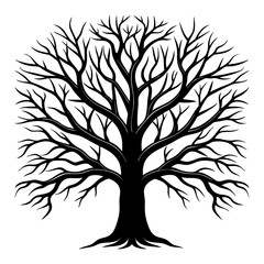 Fototapeta premium Bare-branched winter trees Silhouette graphic in vector format.