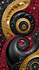 Abstraktion Fraktale Gold Rubin Kohle 9x16. Hintergrund für das Design 2. © nitroziklop7