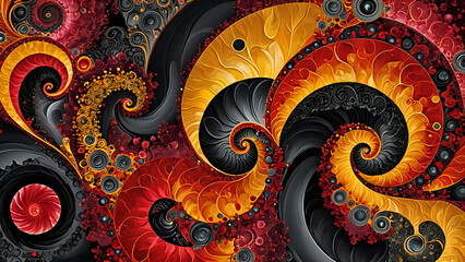 Abstraktion Fraktale Gold Rubin Kohle 16x9. Hintergrund für das Design 1. © nitroziklop7