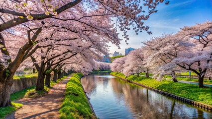 Cherry blossoms in full bloom at a park in Tokyo, Japan, cherry blossoms, sakura, spring, flora