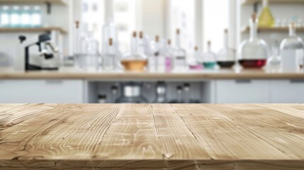 Wooden Tabletop in a Laboratory Setting