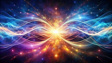 Obraz premium Ethereal waves of cosmic energy intertwining, cosmic, energy, ethereal, waves, intertwining, abstract, space, universe