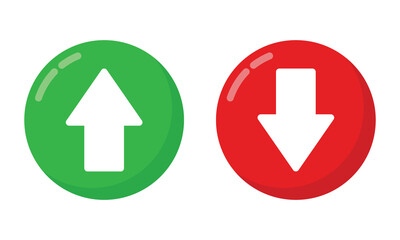 Up and down arrow icon with green and red circles. vector illustration.