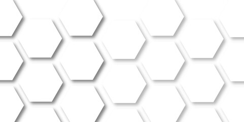 Abstract white background with hexagon and hexagonal background. Luxury white pattern with hexagons. abstract 3d hexagonal background with shadow. 3D futuristic abstract honeycomb mosaic background.