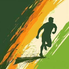 illustration of a athelete running independence day of india theme on a solid background. generative ai