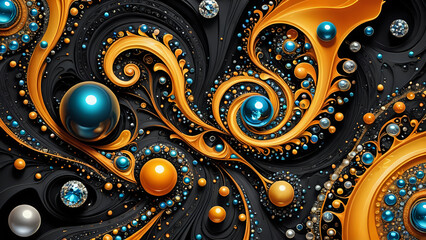 Abstraktion Fraktale Kohle bernstein 16x9. Hintergrund für das Design 2. © nitroziklop7
