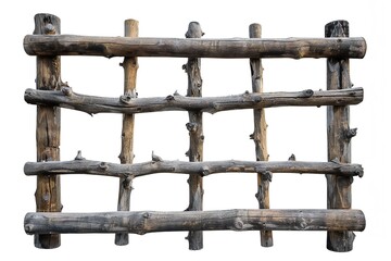 Naklejka premium Wooden structure framework isolated on white background Generative Ai