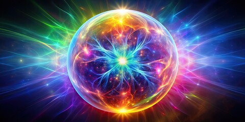 Vividly colorful magical orb glowing with swirling energy , magic, orb, colorful, bright, vivid, glowing, energy, swirl