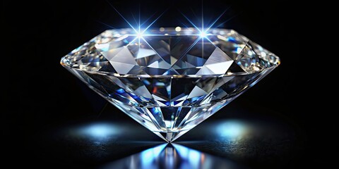 Close-up of a glistening diamond on a black background, diamond, crystal, stone, jewel, glass, precious, wealth, brilliant, gemstone