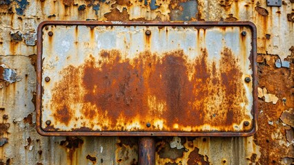 Rusty sign with peeling paint and weathered edges, old, rusty, sign, weathered, vintage, grungy, aged, metal, distressed