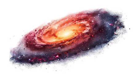 Spiral galaxy illustration with swirling stars and nebula, cut out