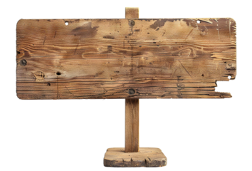 Weathered wooden signpost, cut out