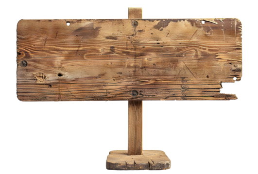 Weathered wooden signpost, cut out