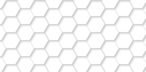 Naklejka premium Abstract hexagonal futuristic geometric backdrop White background and embossed hexagon , honeycomb white hexagon concept design abstract technology background vector background, or wallpaper.