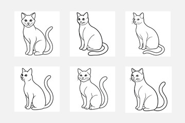 Delightful Cat Line Art Set Perfect for Kids Coloring

