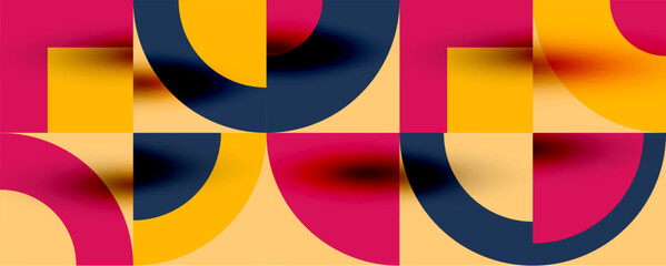 Obraz premium Neo memphis geometric pattern with circles, squares. Pop art abstract background for covers, banners, flyers and posters and other templates