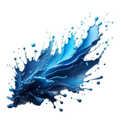Blue paint splash isolated on transparent background